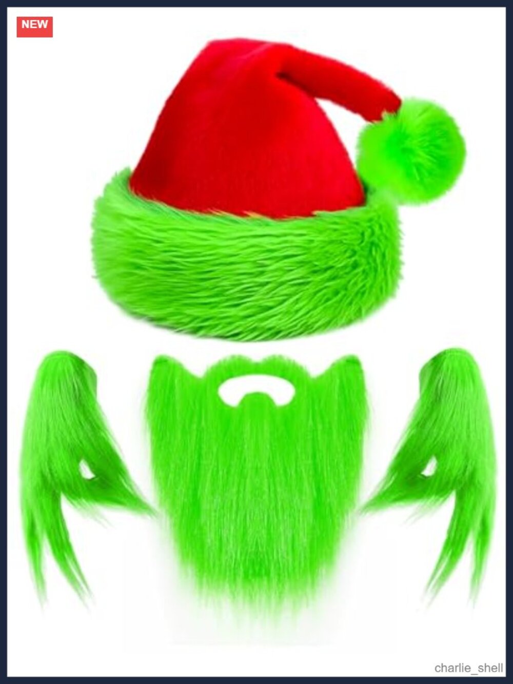 Plush Santa Hat with Beard and Furry Monster Gloves Christmas Halloween Costume